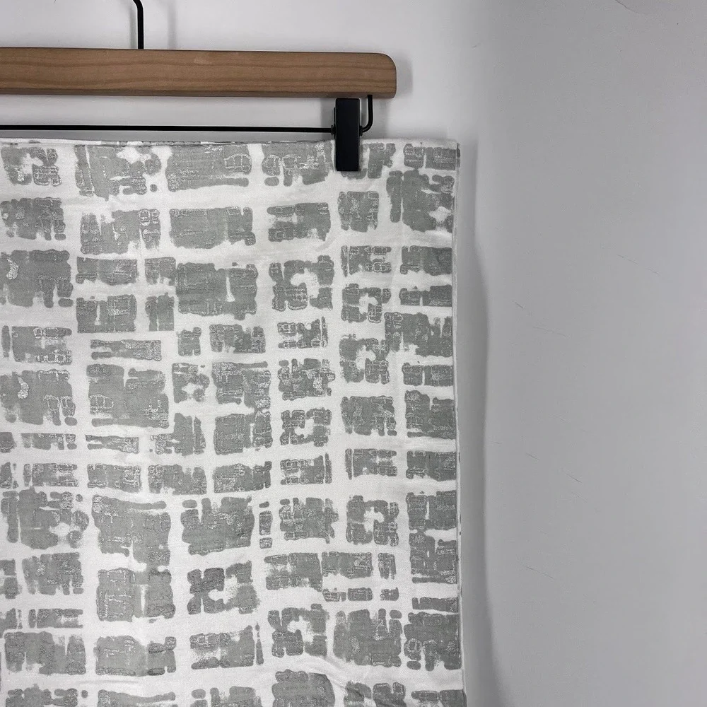 West Elm Metallic Silver Abstract Block Print Pillow Covers Set of 2 White 18x18